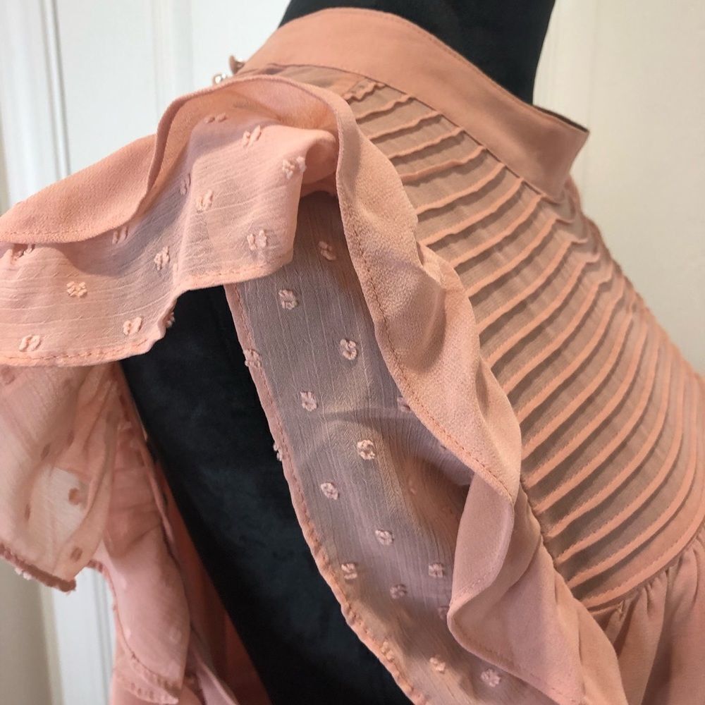 Who What Wear pink ruffle cap sleeve midi dress size large - Picture 8 of 10